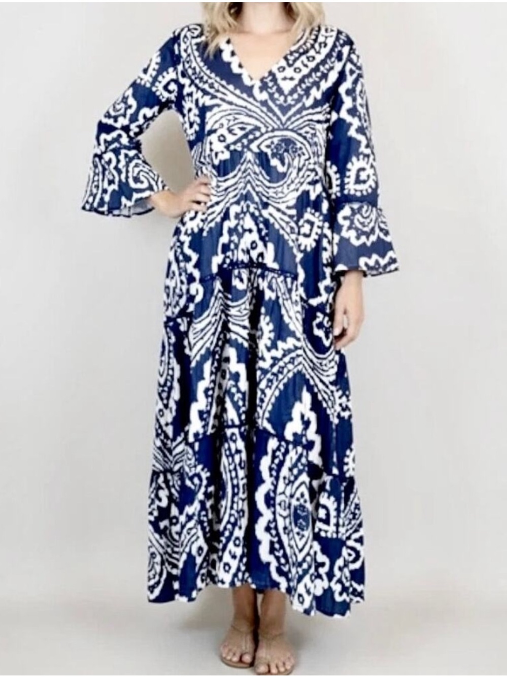 La Plage Dress Medium Midi 100% Cotton maxi Resort Boho Crochet Cruise Vacation